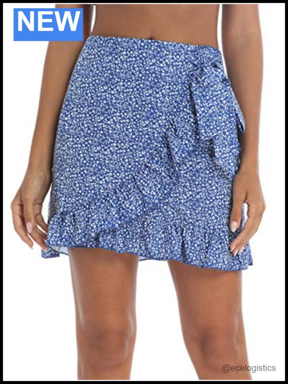 Falbala Irregular Print Lace-Up Mini Skirt High Rise Ruffle